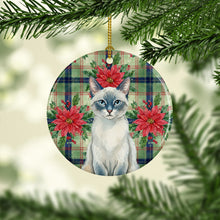 Load image into Gallery viewer, Blue Point Cat with Poinsettias Ceramic Ornament