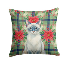Load image into Gallery viewer, Blue Point Cat with Poinsettias Throw Pillow