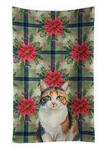 Load image into Gallery viewer, Calico Cat with Poinsettias Kitchen Towel
