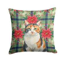 Load image into Gallery viewer, Calico Cat with Poinsettias Throw Pillow