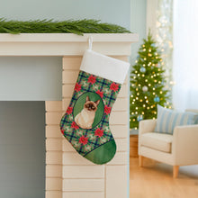 Load image into Gallery viewer, Chocolate Point Cat with Poinsettias Holiday Stocking