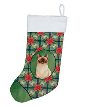 Load image into Gallery viewer, Chocolate Point Cat with Poinsettias Holiday Stocking