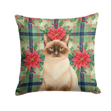 Load image into Gallery viewer, Chocolate Point Cat with Poinsettias Throw Pillow