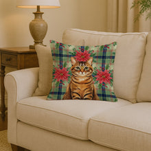 Load image into Gallery viewer, Classic Tabby Brown Cat with Poinsettias Throw Pillow