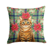 Load image into Gallery viewer, Classic Tabby Brown Cat with Poinsettias Throw Pillow