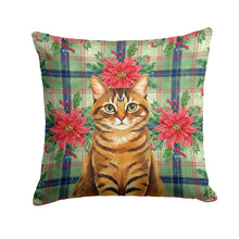 Load image into Gallery viewer, Classic Tabby Brown Cat with Poinsettias Throw Pillow