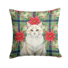 Load image into Gallery viewer, Cream and White Cat with Poinsettias Throw Pillow