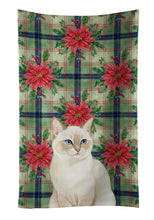 Load image into Gallery viewer, Cream Point Cat with Poinsettias Kitchen Towel