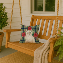 Load image into Gallery viewer, Cream Point Cat with Poinsettias Throw Pillow