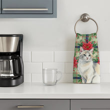 Load image into Gallery viewer, Dilute Calico Cat with Poinsettias Kitchen Towel