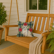 Load image into Gallery viewer, Dilute Calico Cat with Poinsettias Throw Pillow