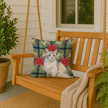 Load image into Gallery viewer, Dilute Calico Cat with Poinsettias Throw Pillow