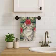 Load image into Gallery viewer, Dilute Tortoiseshell Cat with Poinsettias Kitchen Towel