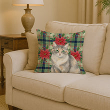 Load image into Gallery viewer, Dilute Tortoiseshell Cat with Poinsettias Throw Pillow