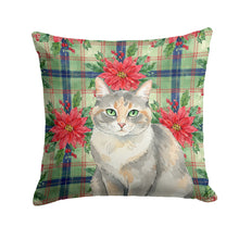 Load image into Gallery viewer, Dilute Tortoiseshell Cat with Poinsettias Throw Pillow