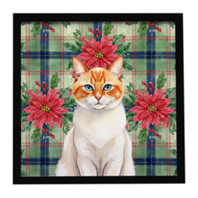 Load image into Gallery viewer, Flame Point Cat with Poinsettias Framed Metal Print