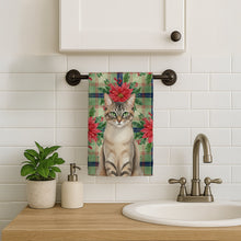 Load image into Gallery viewer, Lynx Point Tabby Cat with Poinsettias Kitchen Towel