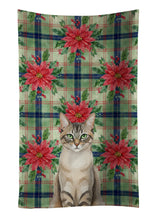 Load image into Gallery viewer, Lynx Point Tabby Cat with Poinsettias Kitchen Towel