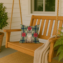 Load image into Gallery viewer, Lynx Point Tabby Cat with Poinsettias Throw Pillow
