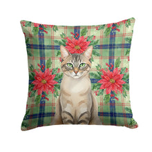 Load image into Gallery viewer, Lynx Point Tabby Cat with Poinsettias Throw Pillow
