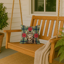 Load image into Gallery viewer, MaineCoon Brown Tabby Cat with Poinsettias Throw Pillow