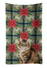 Load image into Gallery viewer, Norwegian Forest Cat Brown Tabby Cat with Poinsettias Kitchen Towel