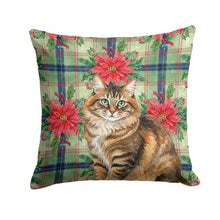 Load image into Gallery viewer, Norwegian Forest Cat Brown Tabby Cat with Poinsettias Throw Pillow