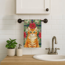 Load image into Gallery viewer, Orange Classic Tabby Cat with Poinsettias Kitchen Towel