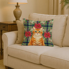 Load image into Gallery viewer, Orange Classic Tabby Cat with Poinsettias Throw Pillow