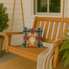 Load image into Gallery viewer, Orange Classic Tabby Cat with Poinsettias Throw Pillow
