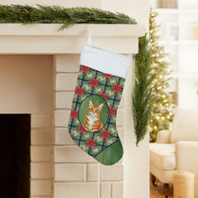 Load image into Gallery viewer, Orange Mackerel Tabby Cat with Poinsettias Holiday Stocking