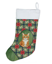 Load image into Gallery viewer, Orange Mackerel Tabby Cat with Poinsettias Holiday Stocking