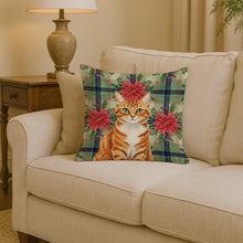 Load image into Gallery viewer, Orange Mackerel Tabby Cat with Poinsettias Throw Pillow