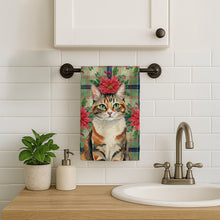 Load image into Gallery viewer, Patched Tabby Cat with Poinsettias Kitchen Towel