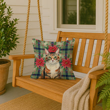 Load image into Gallery viewer, Patched Tabby Cat with Poinsettias Throw Pillow