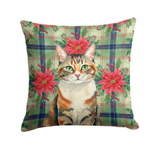 Load image into Gallery viewer, Patched Tabby Cat with Poinsettias Throw Pillow
