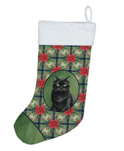 Load image into Gallery viewer, Persian Black Cat with Poinsettias Holiday Stocking