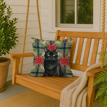 Load image into Gallery viewer, Persian Black Cat with Poinsettias Throw Pillow