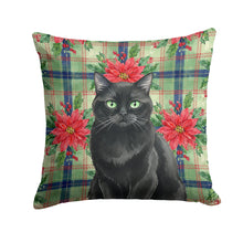 Load image into Gallery viewer, Persian Black Cat with Poinsettias Throw Pillow