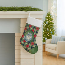 Load image into Gallery viewer, Persian Blue Cat with Poinsettias Holiday Stocking