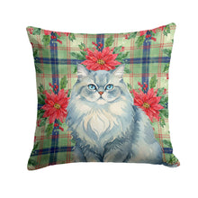 Load image into Gallery viewer, Persian Blue Cat with Poinsettias Throw Pillow