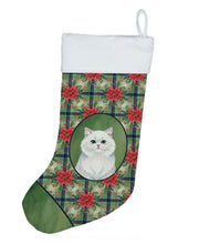 Load image into Gallery viewer, Persian White Cat with Poinsettias Holiday Stocking