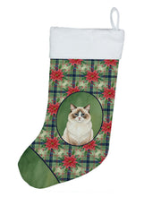 Load image into Gallery viewer, Ragdoll Bicolor Cat with Poinsettias Holiday Stocking