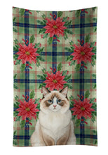Load image into Gallery viewer, Ragdoll Bicolor Cat with Poinsettias Kitchen Towel