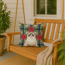Load image into Gallery viewer, Ragdoll Bicolor Cat with Poinsettias Throw Pillow