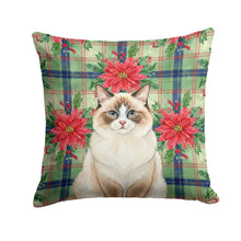 Load image into Gallery viewer, Ragdoll Bicolor Cat with Poinsettias Throw Pillow