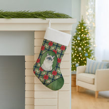 Load image into Gallery viewer, Ragdoll Blue Point Cat with Poinsettias Holiday Stocking