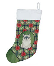 Load image into Gallery viewer, Ragdoll Blue Point Cat with Poinsettias Holiday Stocking