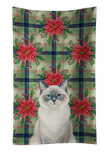 Load image into Gallery viewer, Ragdoll Blue Point Cat with Poinsettias Kitchen Towel