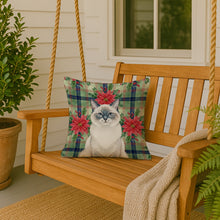 Load image into Gallery viewer, Ragdoll Blue Point Cat with Poinsettias Throw Pillow